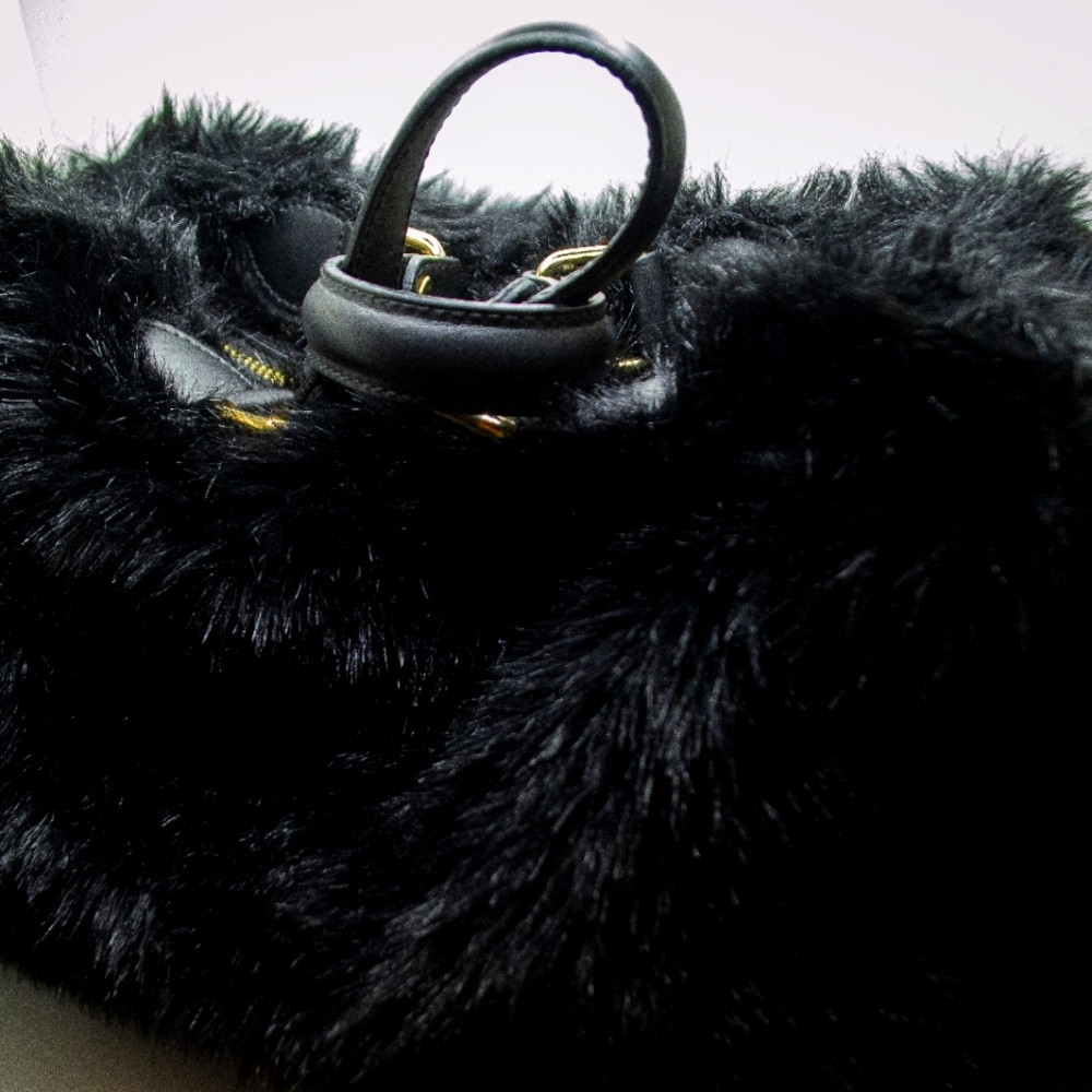 Black fur like purse